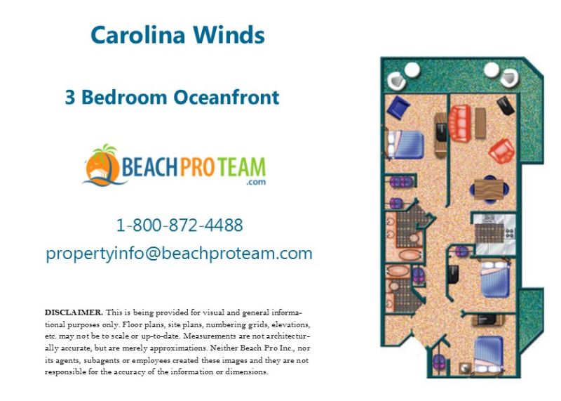 Carolina Winds Floor Plan - 3 Bedroom Oceanfront Deluxe